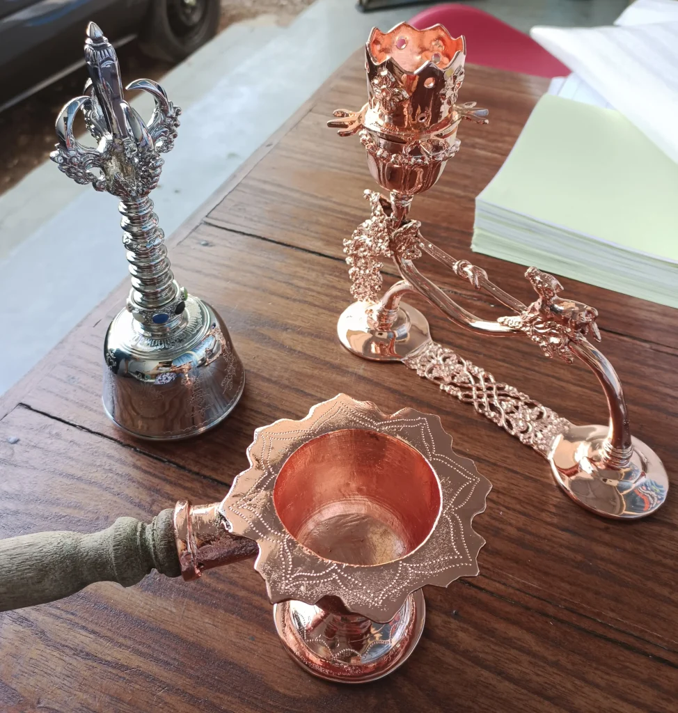 copper plating in balinese ceremonial tools
