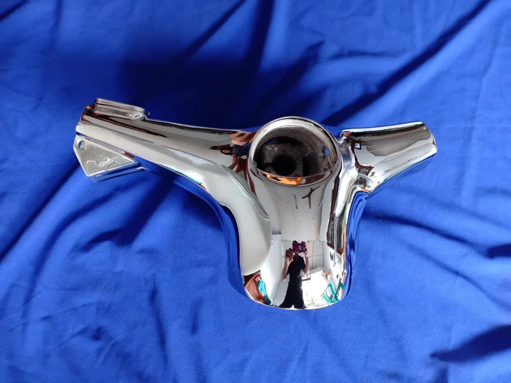 mirror like chrome plating in motorbike parts
